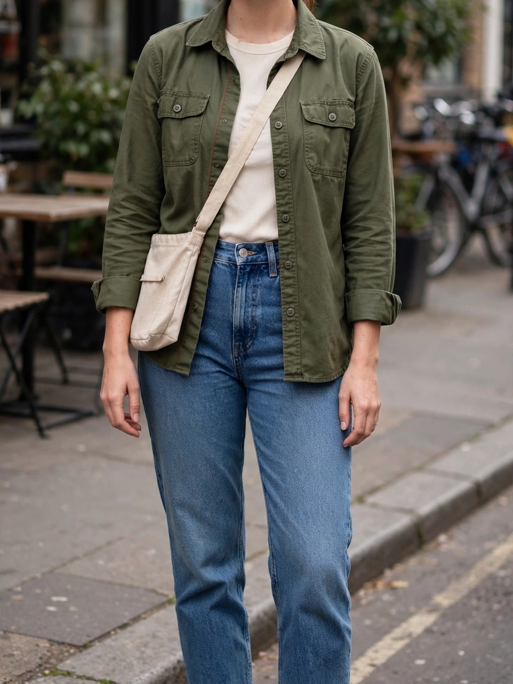 Uniqlo Olive Green Utility Jacket - Button-Front Shirt Style